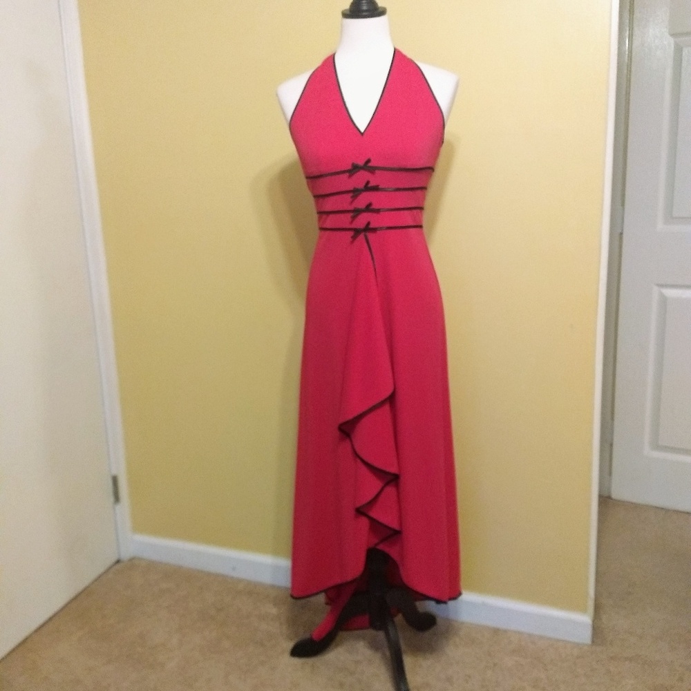 😍Dusk hot pink party halter dress hi low sz 6 *Z
